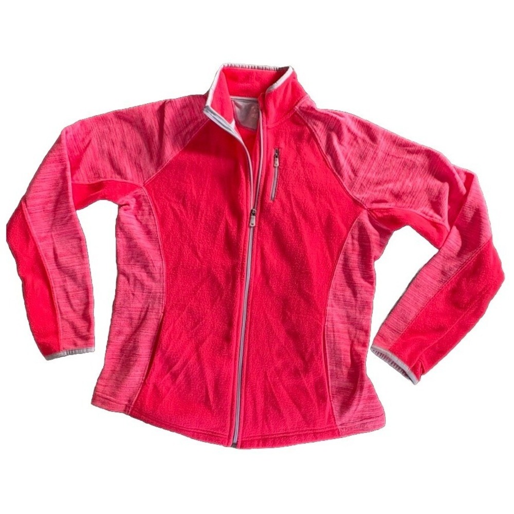 Tek Gear Jacket Womens XL Orange Mock Neck Full Zip  Soft Fleece Thumb Holes‎